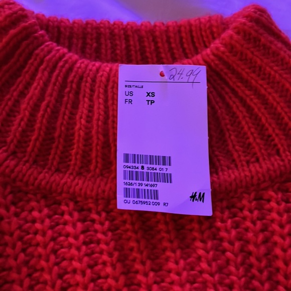 Vibrant red/orange knit cropped sweater - Picture 6 of 6